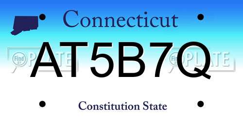 AT5B7Q Connecticut License Plate