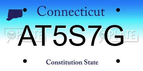 AT5S7G Connecticut License Plate