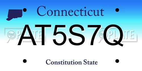 AT5S7Q Connecticut License Plate