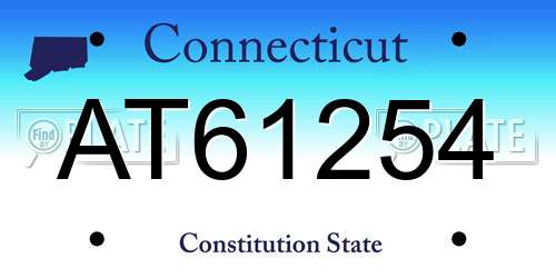 AT61254 Connecticut License Plate