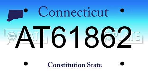 AT61862 Connecticut License Plate