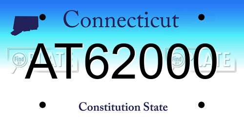 AT62000 Connecticut License Plate