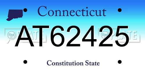 AT62425 Connecticut License Plate