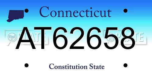 AT62658 Connecticut License Plate