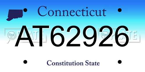 AT62926 Connecticut License Plate