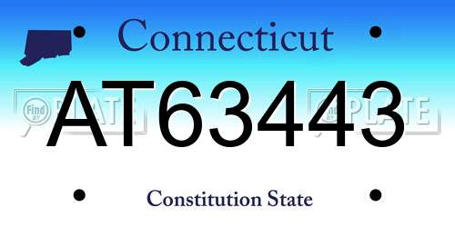 AT63443 Connecticut License Plate