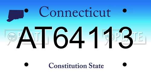 AT64113 Connecticut License Plate