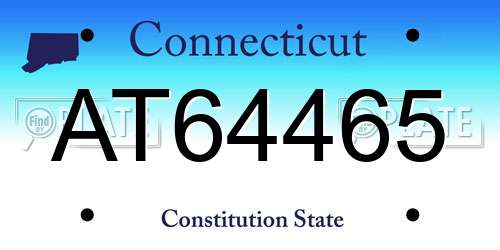 AT64465 Connecticut License Plate