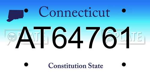 AT64761 Connecticut License Plate