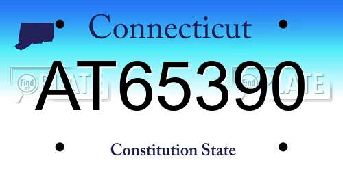 AT65390 Connecticut License Plate