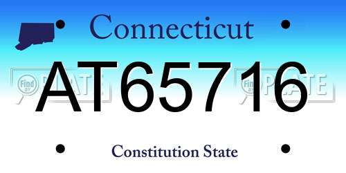 AT65716 Connecticut License Plate