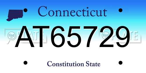 AT65729 Connecticut License Plate