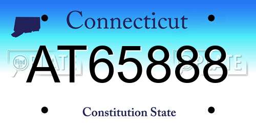 AT65888 Connecticut License Plate