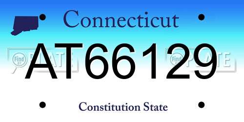 AT66129 Connecticut License Plate