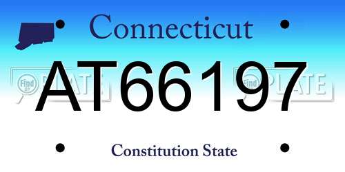 AT66197 Connecticut License Plate