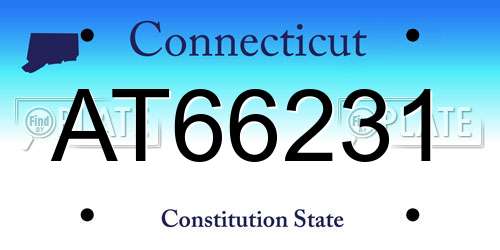 AT66231 Connecticut License Plate