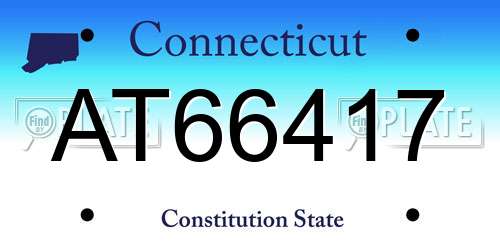 AT66417 Connecticut License Plate