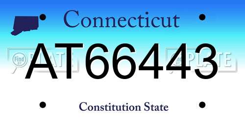 AT66443 Connecticut License Plate