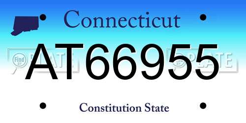 AT66955 Connecticut License Plate