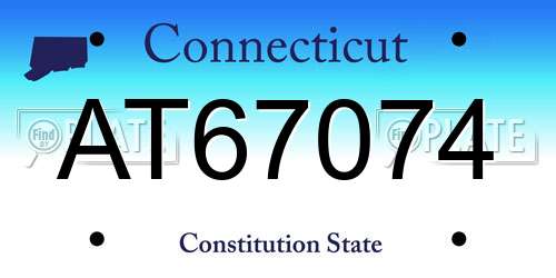 AT67074 Connecticut License Plate