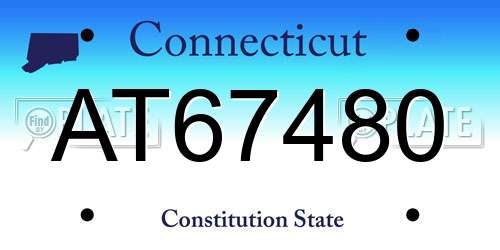 AT67480 Connecticut License Plate