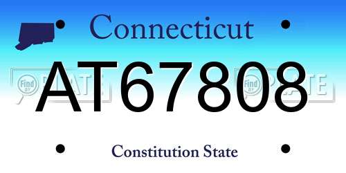 AT67808 Connecticut License Plate