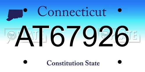 AT67926 Connecticut License Plate