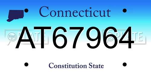 AT67964 Connecticut License Plate