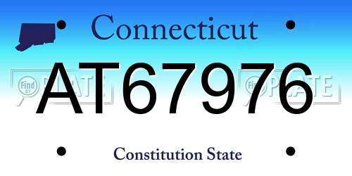 AT67976 Connecticut License Plate