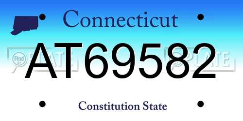 AT69582 Connecticut License Plate