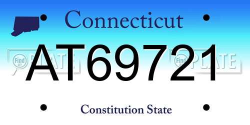 AT69721 Connecticut License Plate