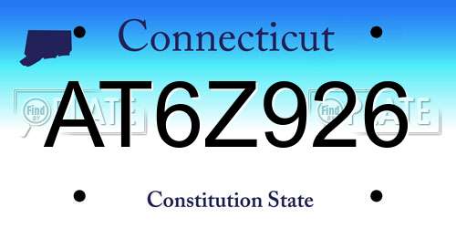 AT6Z926 Connecticut License Plate