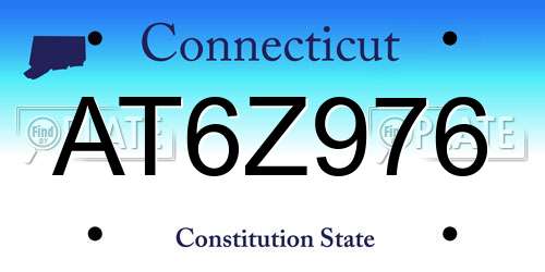 AT6Z976 Connecticut License Plate