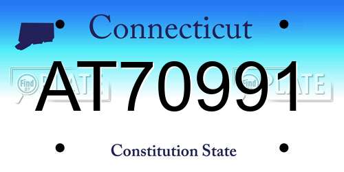 AT70991 Connecticut License Plate