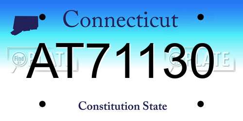 AT71130 Connecticut License Plate