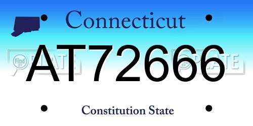 AT72666 Connecticut License Plate