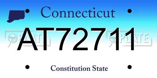 AT72711 Connecticut License Plate
