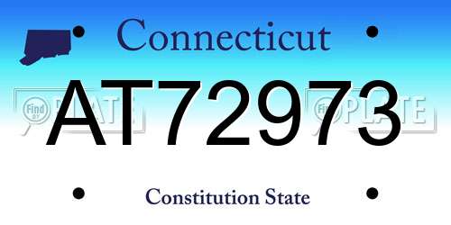 AT72973 Connecticut License Plate