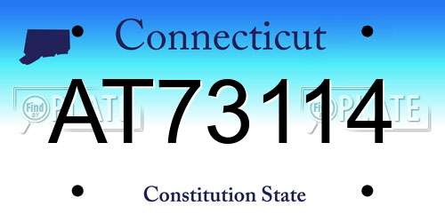 AT73114 Connecticut License Plate
