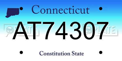 AT74307 Connecticut License Plate