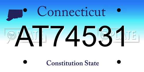 AT74531 Connecticut License Plate