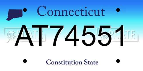 AT74551 Connecticut License Plate