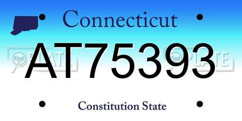 AT75393 Connecticut License Plate