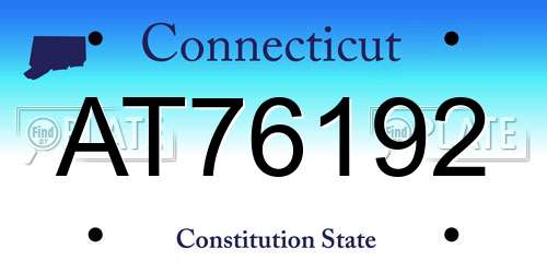 AT76192 Connecticut License Plate