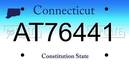 AT76441 Connecticut License Plate