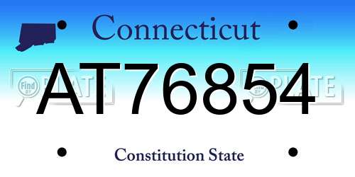AT76854 Connecticut License Plate