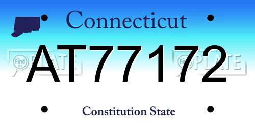 AT77172 Connecticut License Plate