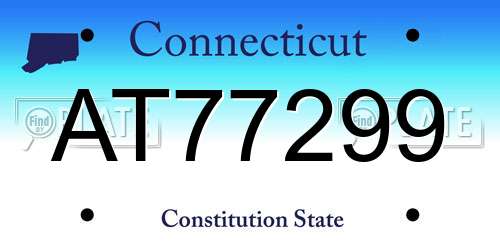 AT77299 Connecticut License Plate