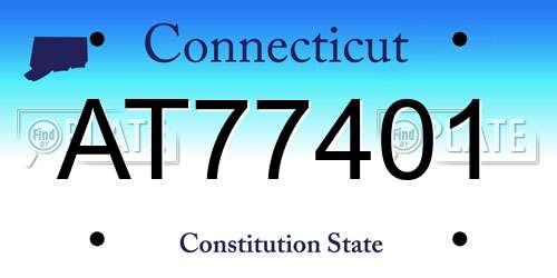 AT77401 Connecticut License Plate