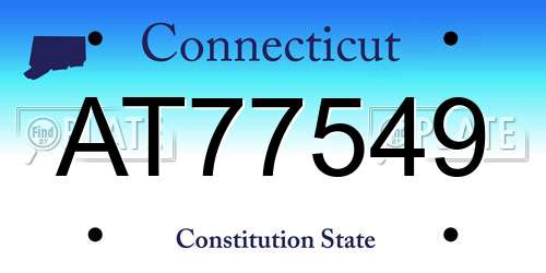 AT77549 Connecticut License Plate